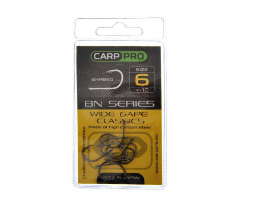 Крючки Carp Pro Black Nickel Wide Gape Classics №6