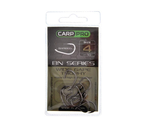 Крючки Carp Pro Black Nickel Wide Gape Trophy №4