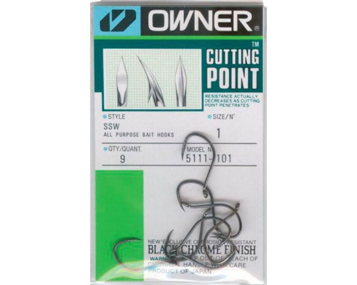 Крючки Owner Cut SSW All Purpose Bait Hooks Black №01