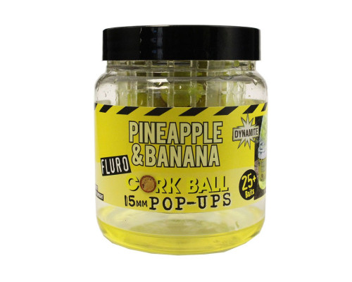 Бойлы Dynamite Baits Pop-Ups Corkball Fluro Yellow Pineapple & Banana 15 мм