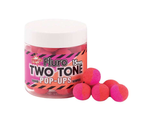 Бойлы Dynamite Baits Fluro Pop-Ups Two Tone Squid & Scopex 15мм