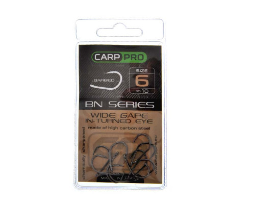 Крючки Carp Pro Black Nickel Wide Gape In-turned Eye №6