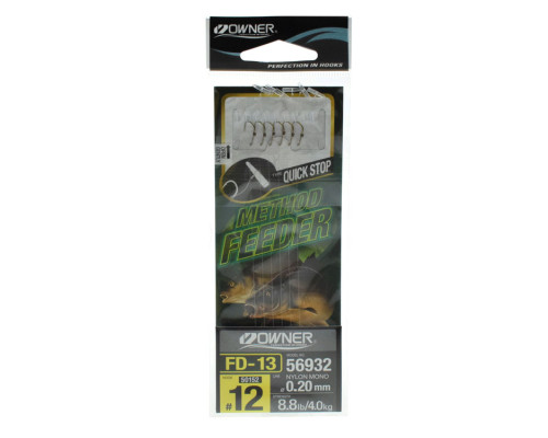 Крючок с поводком Owner Method Feeder Quick Stop FD-13 №10 0.20мм