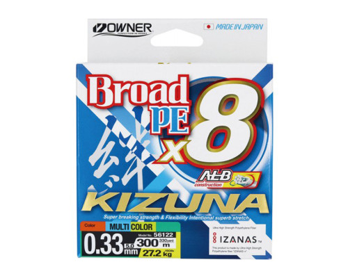 Шнур Owner Kizuna Broad PEx8 300м 0.33мм 27.2кг Multi Color