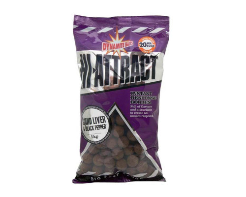 Бойлы Dynamite Baits Hi-Attract Squid Liver & Black Pepper 20мм 1кг