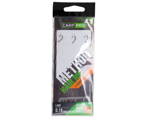 Готовый поводок с крючком Carp Pro Method Hair Rig Line 0.18мм №12