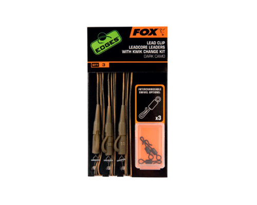 Монтаж готовый на ледкоре FOX EDGES™ Lead Clip Leadcore Leaders Dark Camo